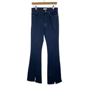 FRAME Le One Flare Jean Keller Dark Wash Size 1 NWOT High Rise Split Hems
